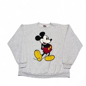 Vintage 90s Disney Mickey Mouse big print crewneck grey L mens made in USA